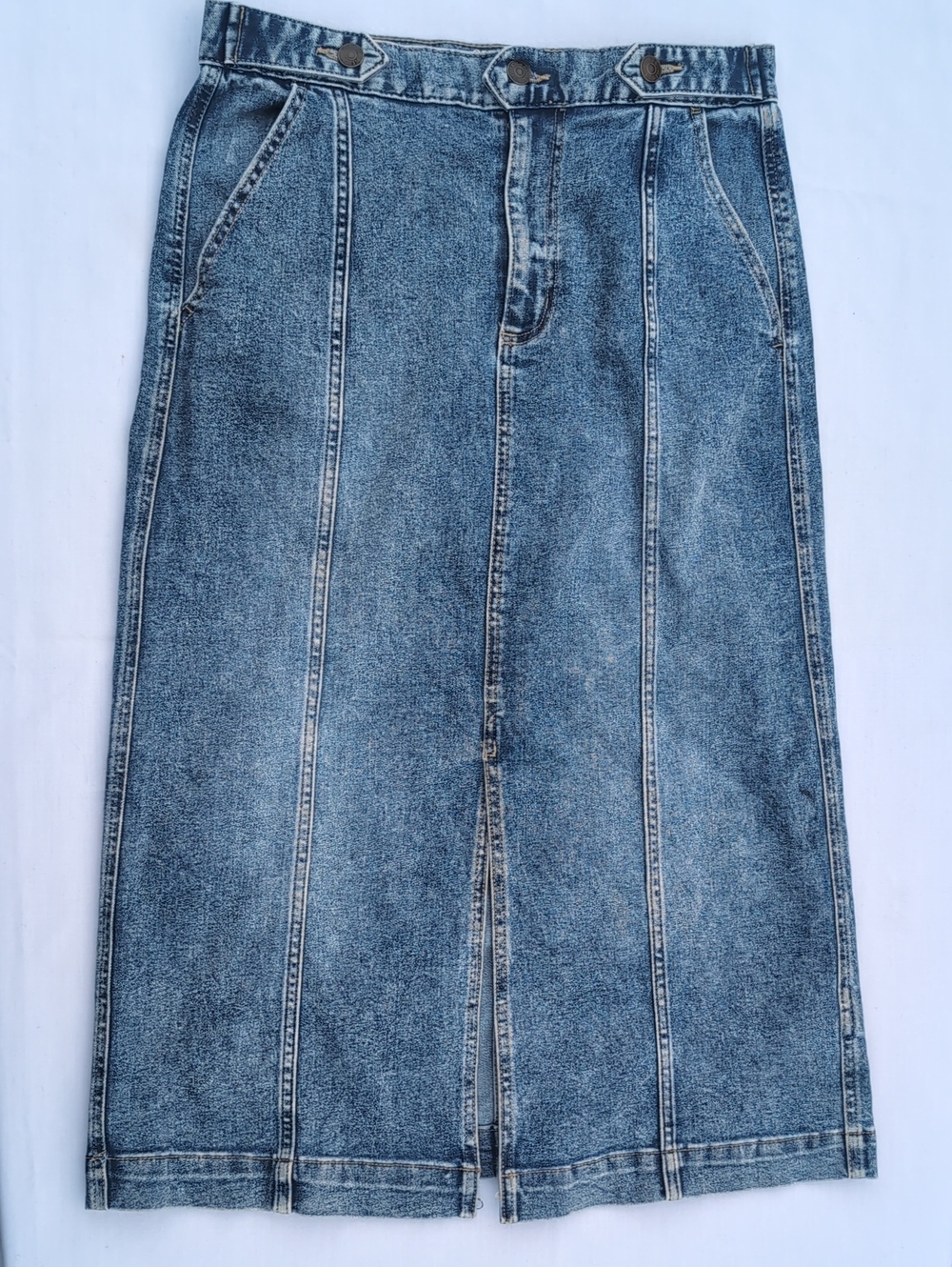 Chaps A-Line Denim Skirt Washed Blue